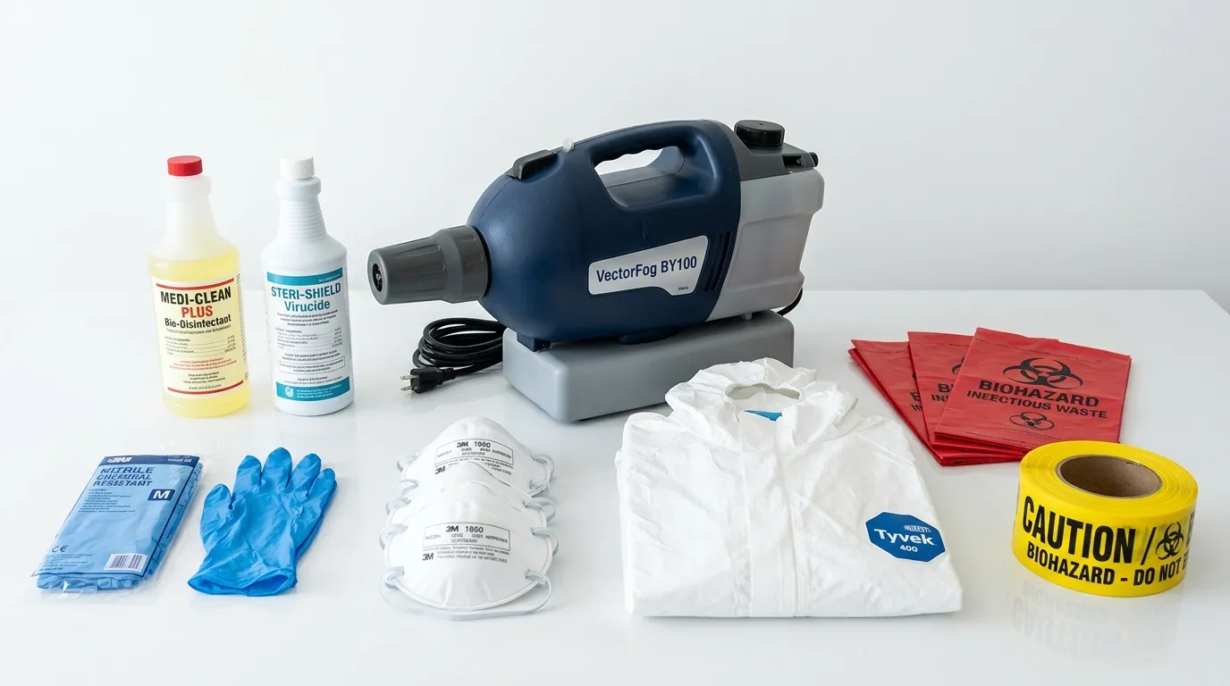 Professional biohazard remediation crew working in Hidalgo